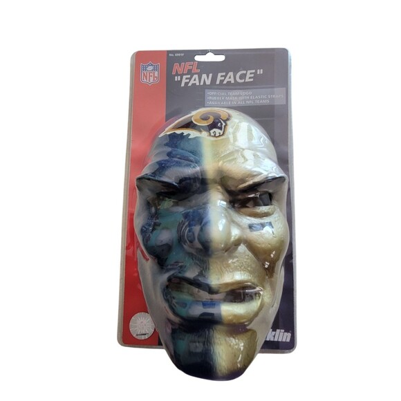 New Rams Officially Licensed NFL "FAN FACE" Rubber Mask - Picture 1 of 7